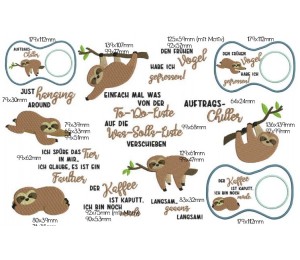 Stickserie - Faultiere Maxi Set inkl. ITH MugRug & Taschen